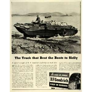  1943 Ad B F Goodrich Co War WWII Amphibious Landing Craft 