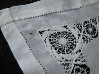 VINTAGE NAPKINS or DOILIES WHITE LINEN INTRICATE HANDMADE LACE 