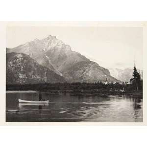  1900 Canoe Bow River Banff Alberta Canada Photogravure 