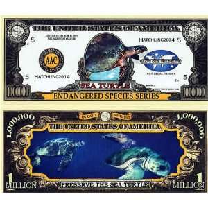  Set of 10 Bills Endangered Sea Turtle Million Dollar Bill 