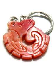 Good Luck And Protection Talisman Dragon Red Jade Keychain
