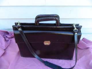 AWESOME ALL TOP GRAIN LEATHER SLIP HANDLE BRIEFCASE BROWN W/SHOULDER 