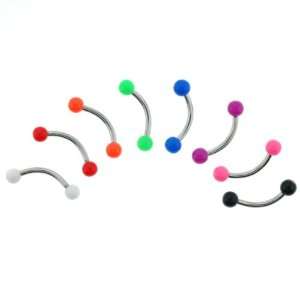 Multi Color Eyebrow with 3mm Round Balls   16G, 5/16 (8mm)   Sold as 