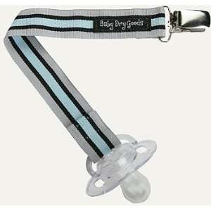  Baby Dry Goods 030 33 Grey Blue Black Stripes Pacifier Clip Baby