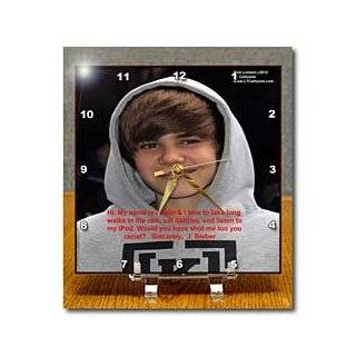 Justin Bieber In HoodieA Threat   6x6 Desk Clock
