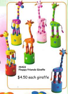 Giraffe Floppy Friends Push Base Puppet, Classic Wood  