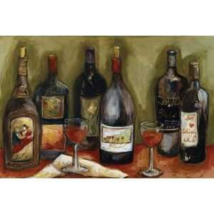 Wine Still Life With Olive Green Background   Poster by Nicole Etienne 