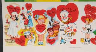 RARE Uncut Vintage 50s 60s Valentines Day Card Sheet  