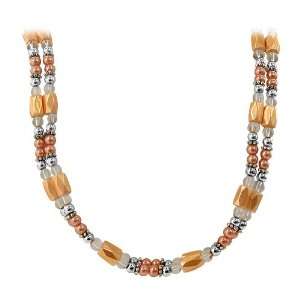   Two Tone Peach Beaded All in One Magnetic Wrap 37 inch Long Jewelry