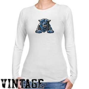 Georgia State Panthers Ladies White Distressed Logo Vintage Long 