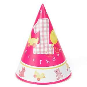  Lets Party By Girls Little 1 Birthday Cone Hats 