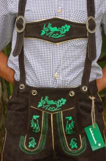 NEW German Bavarian PLATTLER w/green embroidery Lederhosen US Size 36 