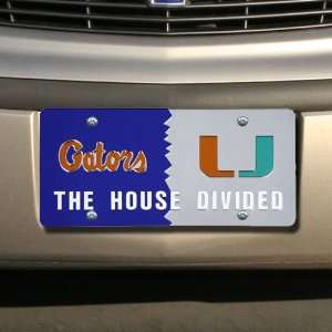  NCAA UF/Miami House Divided Mirrored License Plate Sports 