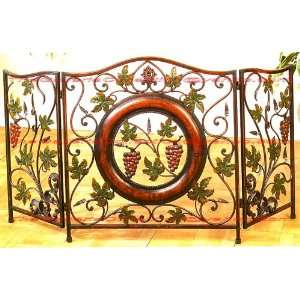  49 Wide Metal Fireplace Screen with Antique Oxidized 