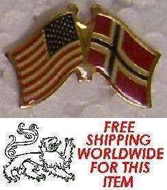 Hat Lapel Pin Tie Tac Push USA and Norway Flags Crossed NEW  