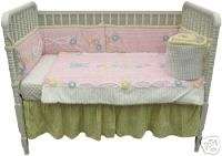 CUTE Pink & Yellow Flower Chenille Crib Set Baby NEW  