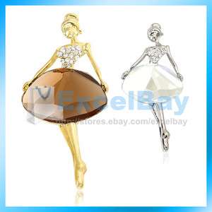   Crystal Clear Dancer Girl Ballet Metal Pin Brooch Jewelry E  