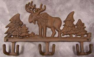 Robe Coat Hook Weathered cast iron Moose Elk & Tree NEW  