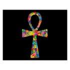   Jigsaw Puzzle Rectangular of Ankh with Flowers in 60s Colors