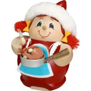 German Smoker Special Figure Mrs. Claus with Goose 