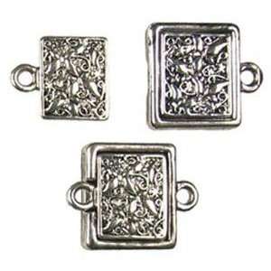   Metal Magnetic Clasp Findings 13x14mm Sq. Butterfly Ant. Silver 2/Pkg