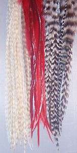 Long ♥ REAL FEATHER Hair Extensions♥ 7 Whiting Grizzly 