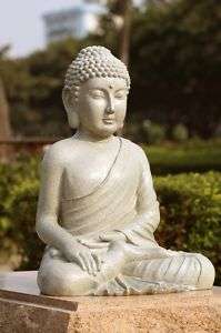 Serene Garden Polystone White Buddha Resin  