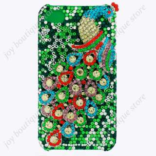   3D peacock Bling Crystal full rhinestone Case Cover for Apple Iphone 4