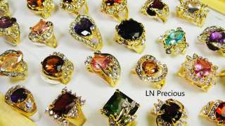   jewelry lots 10pcs Rhinestone Cubic Zirconia Gold rings 