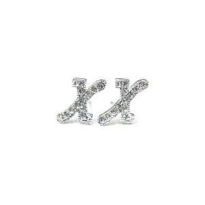  X Silver Crystal Initial Letter Stud Earrings LA1192 Arts 
