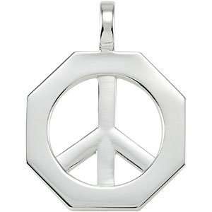  84945 Silver Pendant Octagon Peace Sign Pendant Jewelry