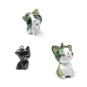  Set of Three, 3D Cute, Cat Phone Charms 