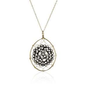  Misha Gold Fill Moonstone Cluster Pendant Necklace 
