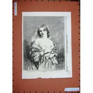   1858 Baxter British Artist Beautiful Woman Victorian