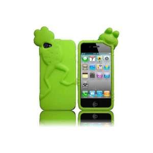  iPhone 4 and 4S 3D Silicone Skin Case   Neon Green Frog 