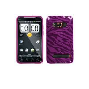  HTC Evo 4G Flexible TPU Skin Case   Hot Pink Zebra Cell 