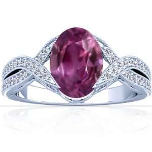  Platinum Oval Cut Pink Sapphire Fana Designer Ring 