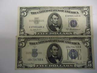 1934D AND 1953A FIVE DOLLAR SILVER CERTIFICATE NOTES  
