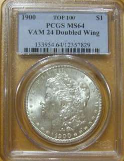 1900 Silver Morgan Dollar PCGS MS 64 Vam 24 Double Wing  