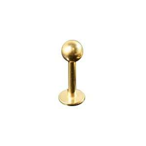 Gold Plated Labret (Ball)   Gauge 16, Ball Size 3mm, Length 9mm 