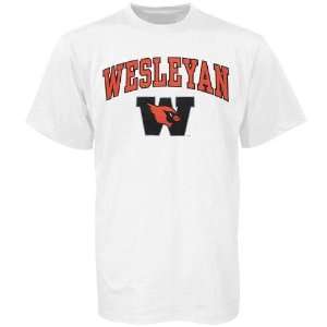 Wesleyan Cardinals White Bare Essentials T shirt  Sports 