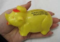 marhoefer hot dogs roastees advertising piggy bank 1950  