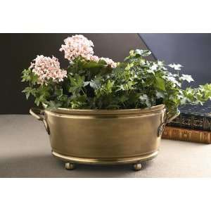  Dessau Antique Brass Oval Footed Planter With Handles 