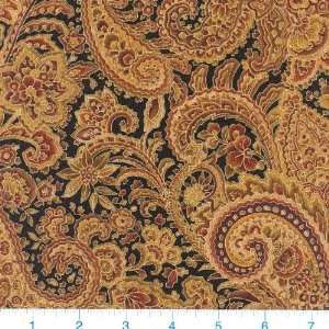  45 Wide Kashmir Paisley Bouquet Black Fabric By The Yard 