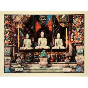 1932 Print China Jan Porel Shrine Kuan Yin Goddess Art Children Bowl 