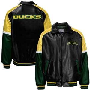  Oregon Ducks Black Pleather Varsity Jacket Sports 