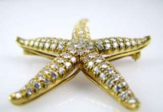 Handmade 18K Yellow Gold Starfish Broach Pendant 5.70ct  