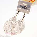 NWT CHARLOTTE RUSSE $6 CRYSTAL FLORAL FEATHER EARRINGS E1618