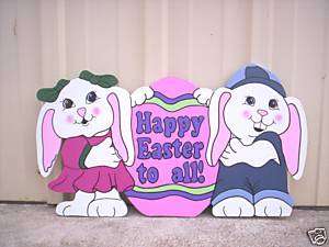 BUNNY COUPLE with EGG * EASTER Yard Art Decoration  