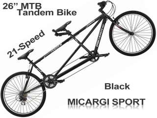   Sport 2 Seater Mens 21 Speed Tandem Mountain Bike   Black  